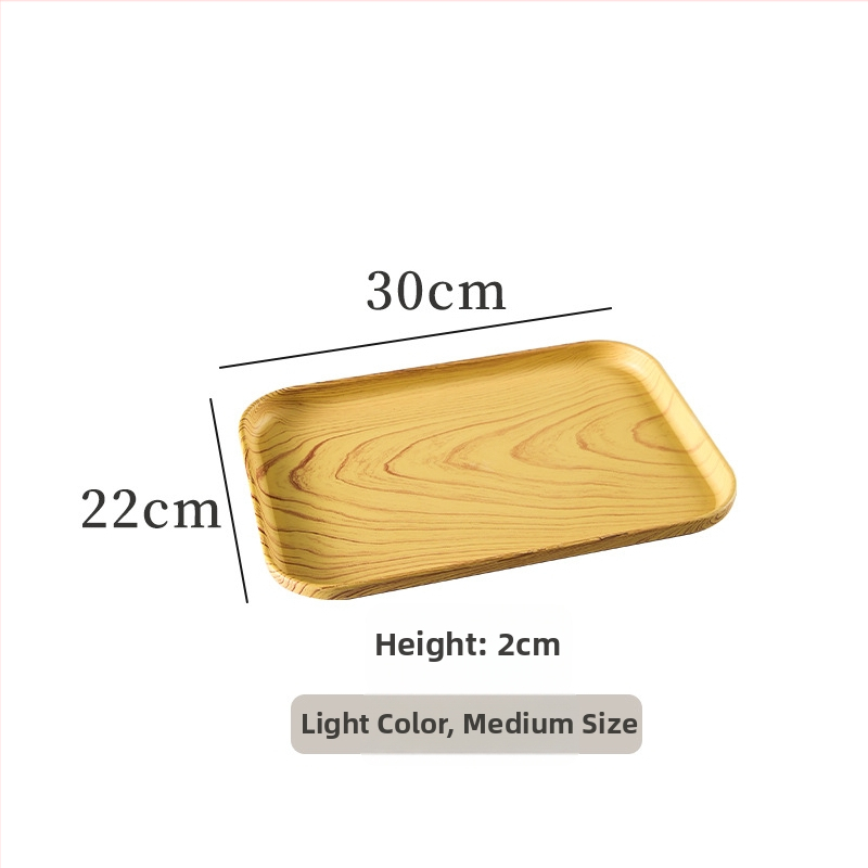 Podnos na čaj s dreveným vzorom, obdĺžnikový, do obývačky a hotelovej služby kávy (Materiál: živica; Značka: Senhaoxiang; Štýl: svetlý luxus a retro; Výrobný spôsob: polo-manualný a polo-mechanický; Hmotnosť: 300 g)