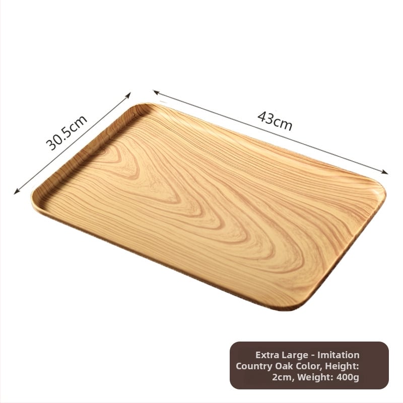 Podnos na čaj s dreveným vzorom, obdĺžnikový, do obývačky a hotelovej služby kávy (Materiál: živica; Značka: Senhaoxiang; Štýl: svetlý luxus a retro; Výrobný spôsob: polo-manualný a polo-mechanický; Hmotnosť: 300 g)