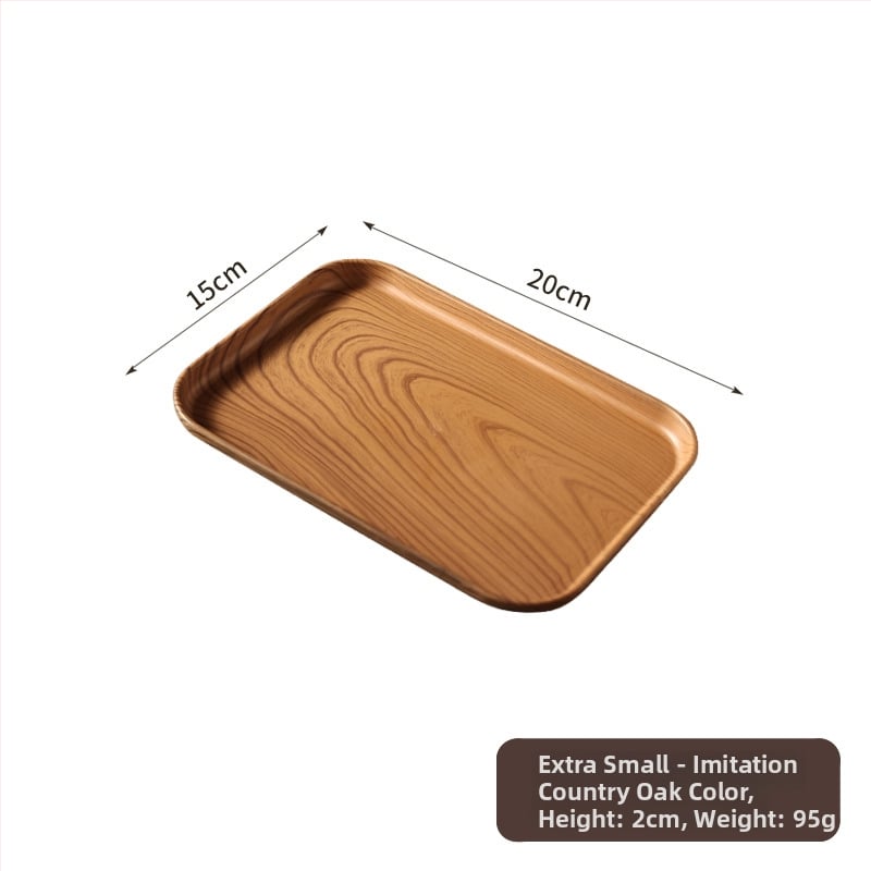 Podnos na čaj s dreveným vzorom, obdĺžnikový, do obývačky a hotelovej služby kávy (Materiál: živica; Značka: Senhaoxiang; Štýl: svetlý luxus a retro; Výrobný spôsob: polo-manualný a polo-mechanický; Hmotnosť: 300 g)