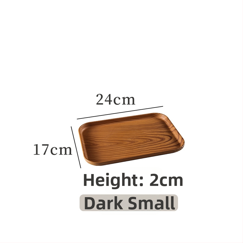 Podnos na čaj s dreveným vzorom, obdĺžnikový, do obývačky a hotelovej služby kávy (Materiál: živica; Značka: Senhaoxiang; Štýl: svetlý luxus a retro; Výrobný spôsob: polo-manualný a polo-mechanický; Hmotnosť: 300 g)