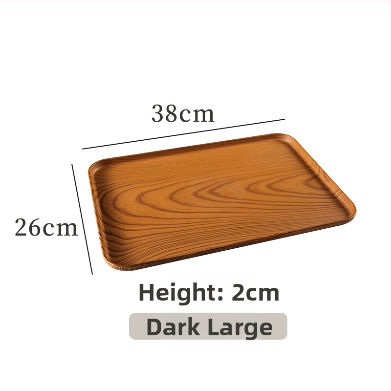 Podnos na čaj s dreveným vzorom, obdĺžnikový, do obývačky a hotelovej služby kávy (Materiál: živica; Značka: Senhaoxiang; Štýl: svetlý luxus a retro; Výrobný spôsob: polo-manualný a polo-mechanický; Hmotnosť: 300 g)