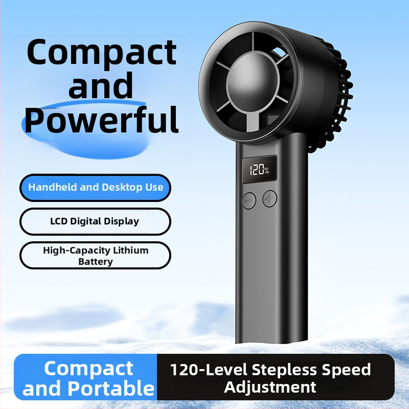 Käeshoitav USB ventilaator, 3 tiivad, sisseehitatud aku 1000–1200 mAh, USB toide, müratase alla 36 dB, 100 kiiruse taset