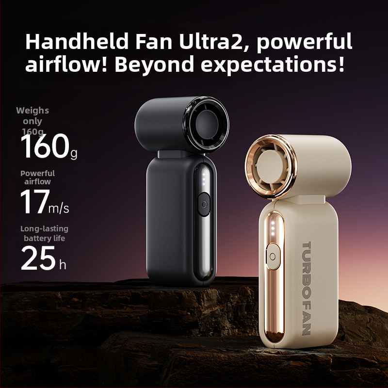 Käte USB ventilaator 6+ labadega, kõrge kiirusega mootor 20k rpm, sisseehitatud aku 2000–4000 mAh, 3 kiiruse seadistust, müratase alla 36 dB.