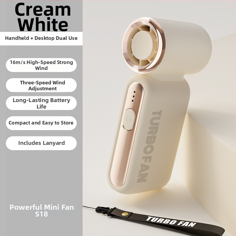 Käte USB ventilaator 6+ labadega, kõrge kiirusega mootor 20k rpm, sisseehitatud aku 2000–4000 mAh, 3 kiiruse seadistust, müratase alla 36 dB.