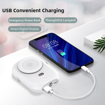 Kaela riputatav USB ventilaator bez lāpstiņām, iekšējā 2000–4000 mAh akumulatora, 5W, 3 ātrumi, LED-ekraan