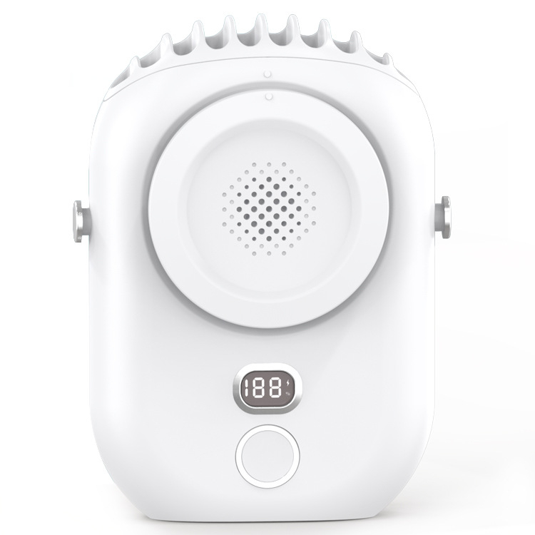 Kaela riputatav USB ventilaator bez lāpstiņām, iekšējā 2000–4000 mAh akumulatora, 5W, 3 ātrumi, LED-ekraan