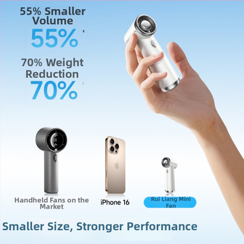 Ručný bezlopatový ventilátor s vstavanou batériou 2000–4000 mAh, BLDC motor, 3 rýchlosti, hmotnosť 105 g