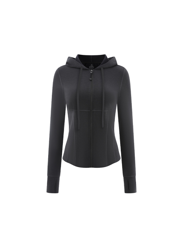 Ženski termo fleece kardigan s kapuljom i zatvaračem, uski kroj, brushed unutrašnjost