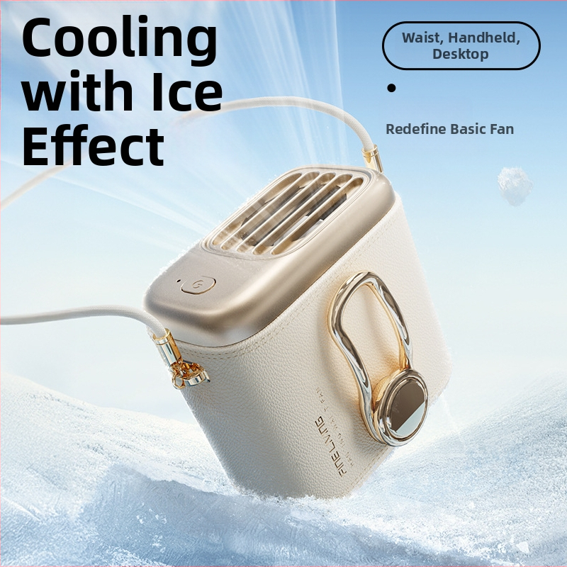 MINI vöö ventilaator – kaasaskantav klips vööle; keha või laua kasutamiseks; 5 kiirust; brushless mootor; sisseehitatud 4000–6000 mAh aku; USB laadimine; mürataset < 36 dB