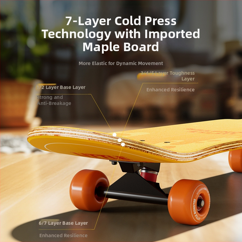 Flyton ilgoji riedlentė vaikams — aliuminio lydinio danga, dvigubas rocker, Flyton prekės ženklas, skateboard kategorija