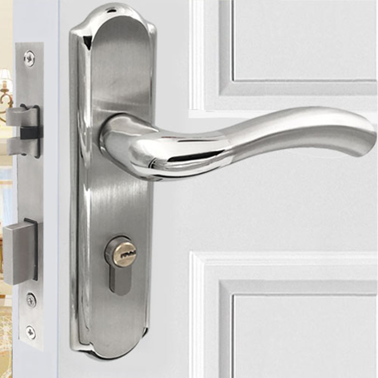 Ajtózár fogantyú, 304 rozsdamentes acél, belső ajtókhoz (fa, fürdő, konyha, fém ajtók), modern egyszerű stílus, modell A004-58