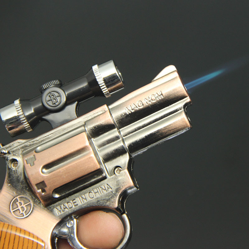 Kovový vetro odolný zapaľovač, mini pištoľový model, bután, balenie 100 kusov