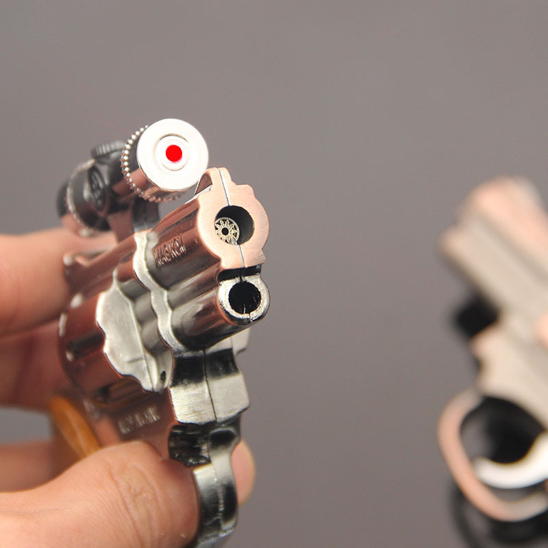 Kovový vetro odolný zapaľovač, mini pištoľový model, bután, balenie 100 kusov