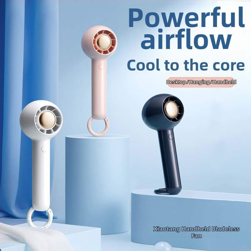 KKYC USB презареждаем безлопатков ръчен вентилатор, 2 скорости, тих под 36 dB, вградена батерия 1200–2000 mAh