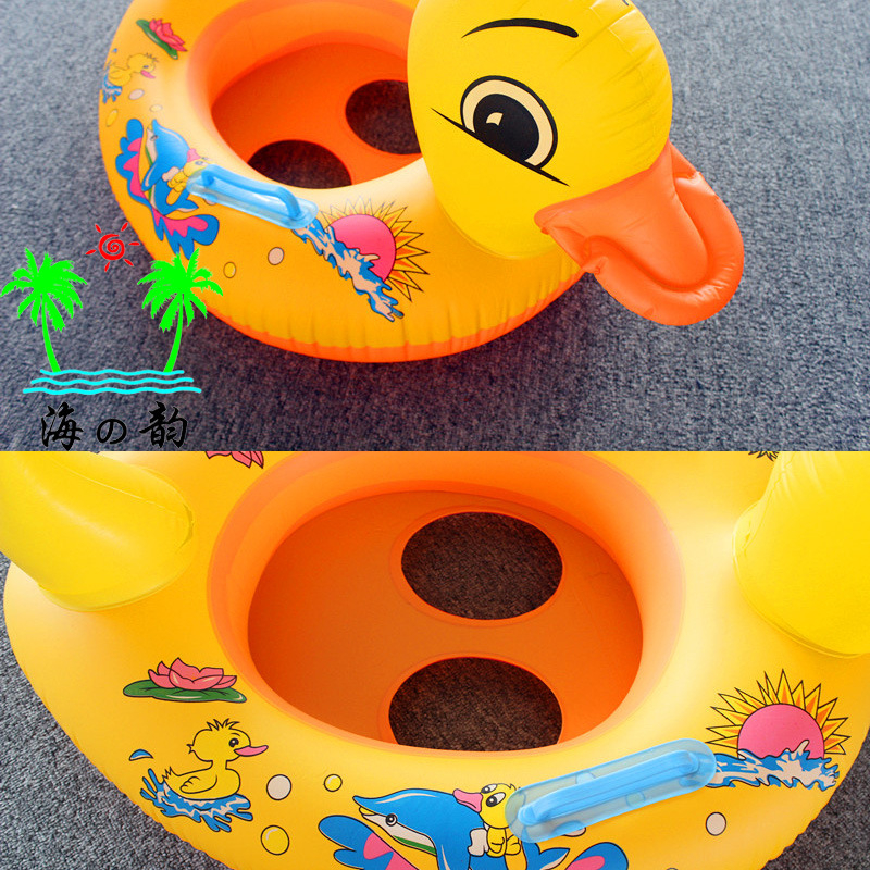 Detský plavecký kruh so sedadlom a držadlom, karikatúrny vzor, PVC 0,18 mm, vhodný na plávanie a brodenie