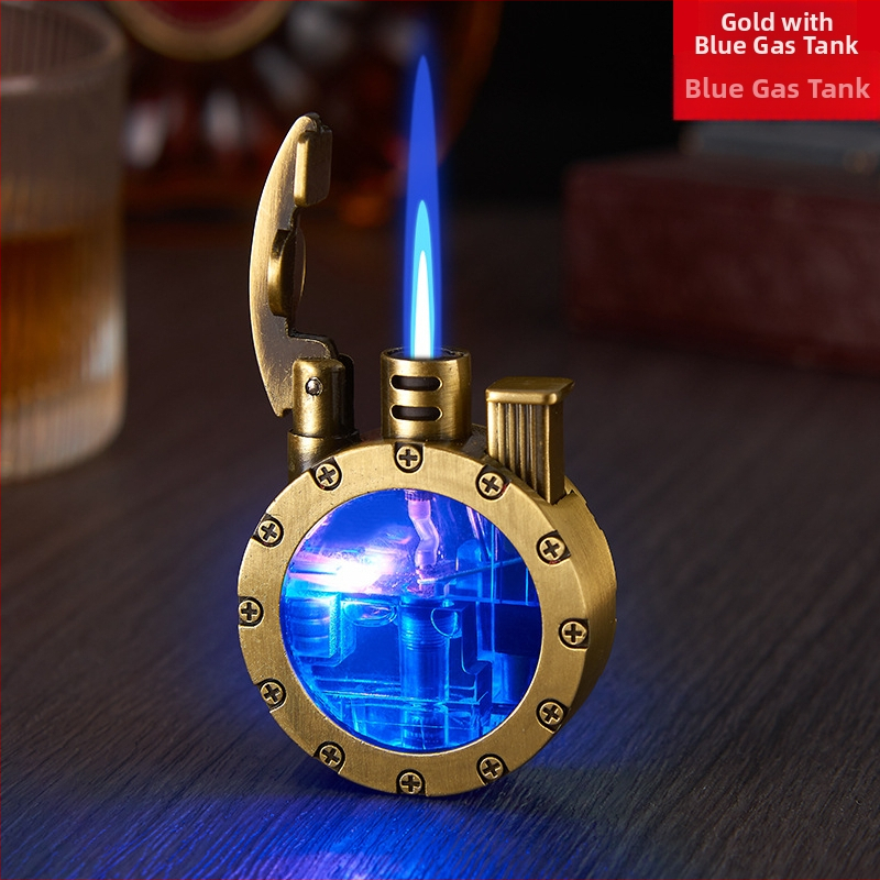 Metallist butaaniga LED-süütekas, tuulekindel, retro ümmarguse disain, trükitud logoga, pakendis 100 tk