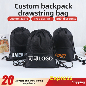 Oksfordo audinio raištinė kuprinė su futbolo spauda, skirta lauko maratonams, sandėlyje, pritaikoma