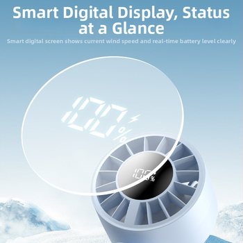 Χειροκίνητος αναδιπλούμενος ανεμιστήρας με USB φόρτιση, μοτέρ χωρίς ψήκτρες, ενσωματωμένη μπαταρία 1200–2000 mAh, 5 ταχύτητες αέρα, ήσυχη λειτουργία