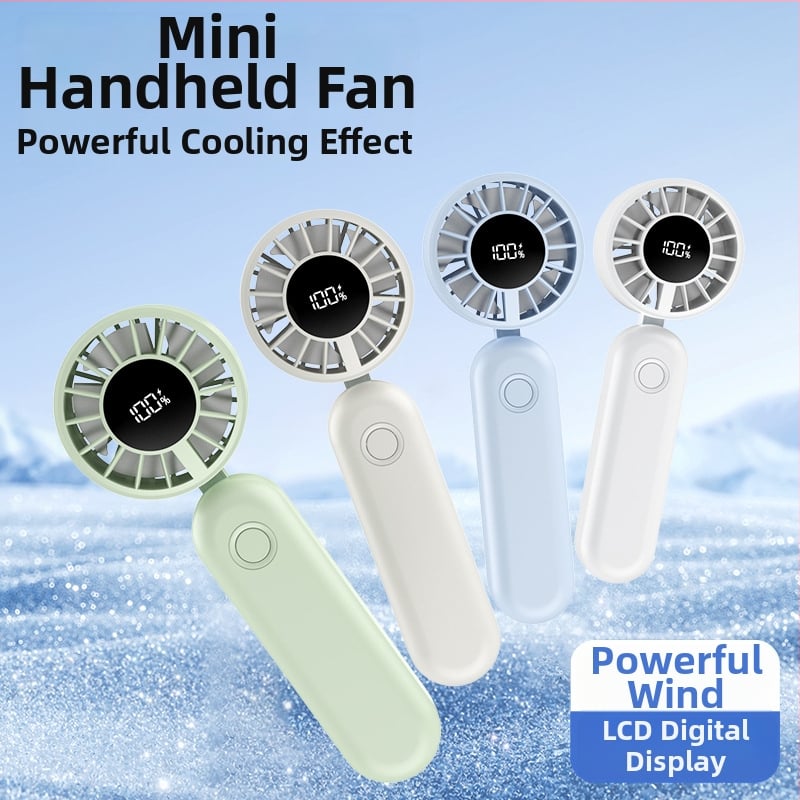 Χειροκίνητος αναδιπλούμενος ανεμιστήρας με USB φόρτιση, μοτέρ χωρίς ψήκτρες, ενσωματωμένη μπαταρία 1200–2000 mAh, 5 ταχύτητες αέρα, ήσυχη λειτουργία