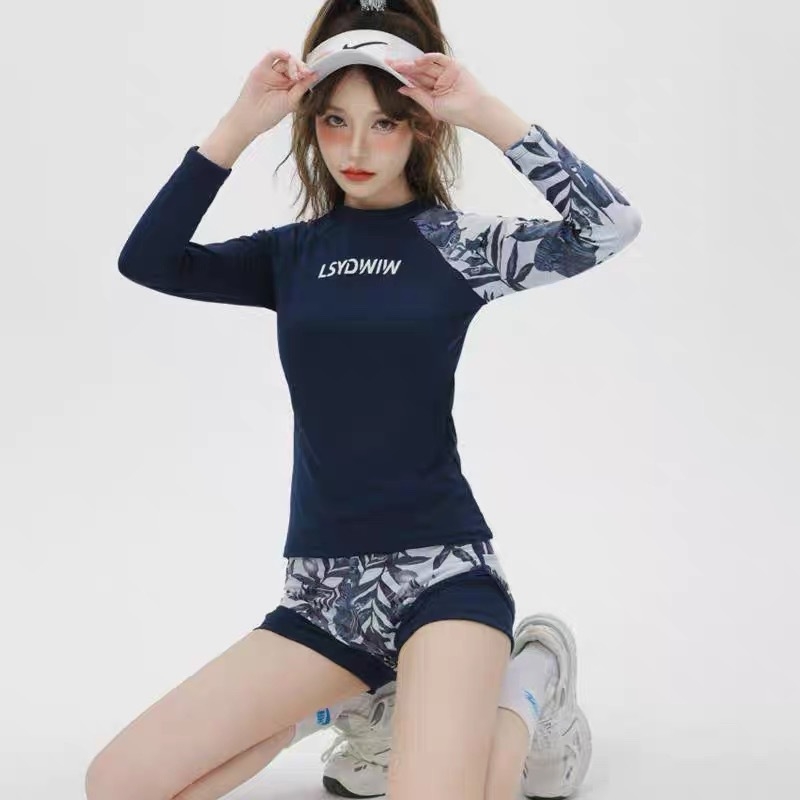 Ženski dvodijelni wetsuit za surfanje, dugi rukavi, okrugli izrez, kvadratni kroj donjeg dijela