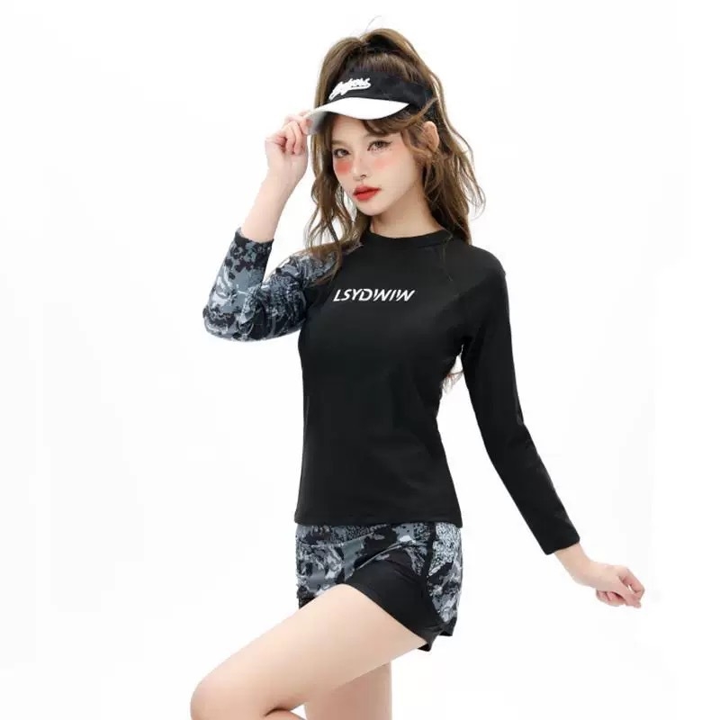 Ženski dvodijelni wetsuit za surfanje, dugi rukavi, okrugli izrez, kvadratni kroj donjeg dijela