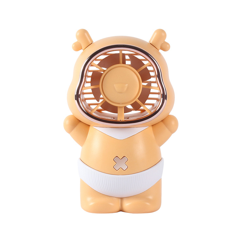 USB käsiventilaator armas loomade kujundusega ja värvilise öövalgustusega; 5 labad; 4 kiirust; sisseehitatud aku 300–500 mAh; USB laadimine; müratase 36–45 dB.