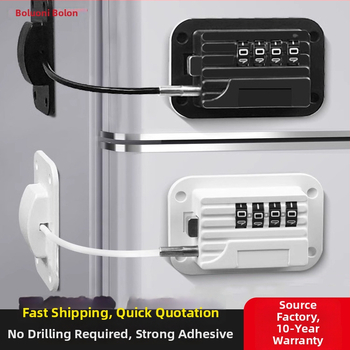 Puurimata parooliga turvalukk külmikutele ja kappidele; paksenenud konstruktsioon; vargusvastane; Mudel Password Refrigerator Lock-001; Materjal: roostevaba teras + ABS