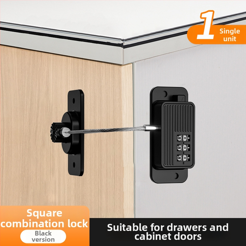 Puurimata parooliga turvalukk külmikutele ja kappidele; paksenenud konstruktsioon; vargusvastane; Mudel Password Refrigerator Lock-001; Materjal: roostevaba teras + ABS