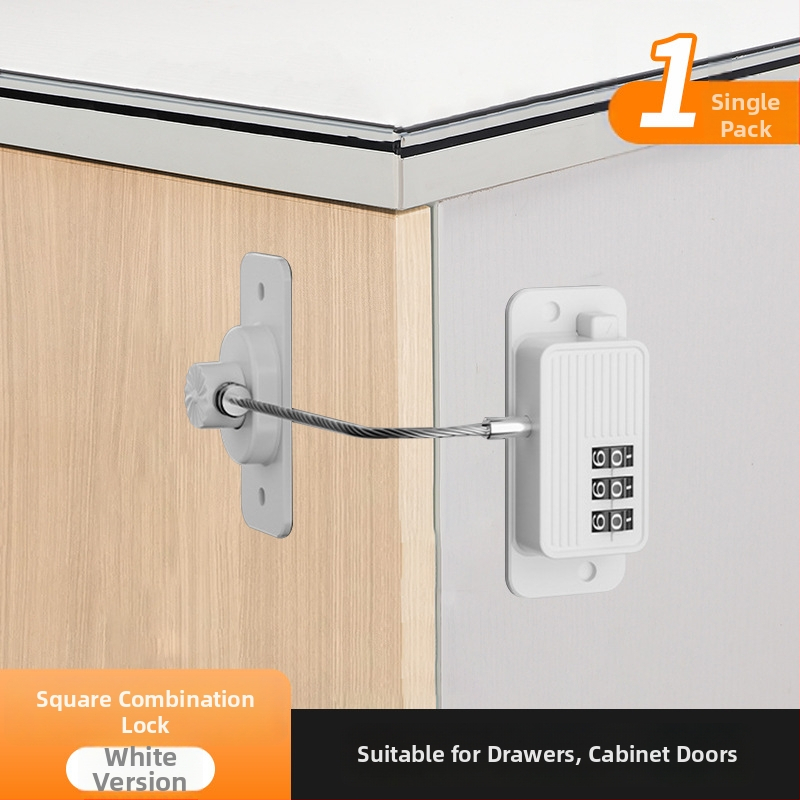 Puurimata parooliga turvalukk külmikutele ja kappidele; paksenenud konstruktsioon; vargusvastane; Mudel Password Refrigerator Lock-001; Materjal: roostevaba teras + ABS