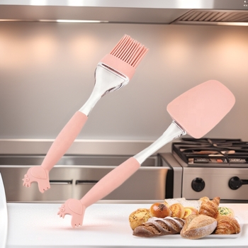 Maisto kokybės silikoninė kepimo šaukštas, 2 dalių rinkinys, atspari karščiui, PP rankena