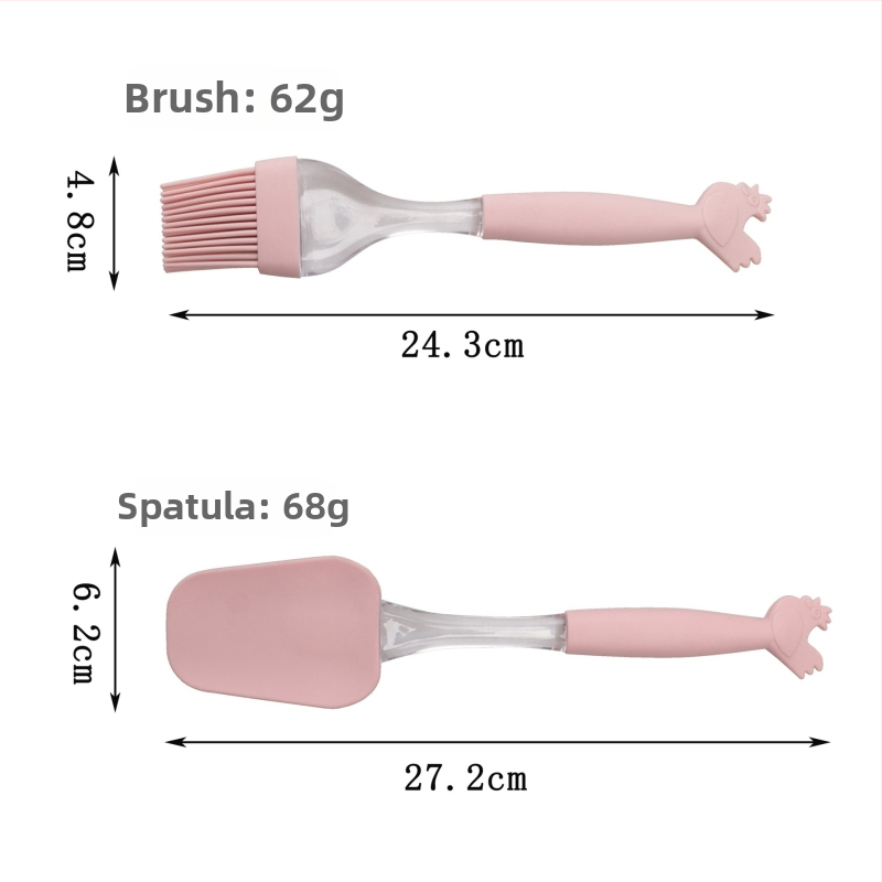 Maisto kokybės silikoninė kepimo šaukštas, 2 dalių rinkinys, atspari karščiui, PP rankena