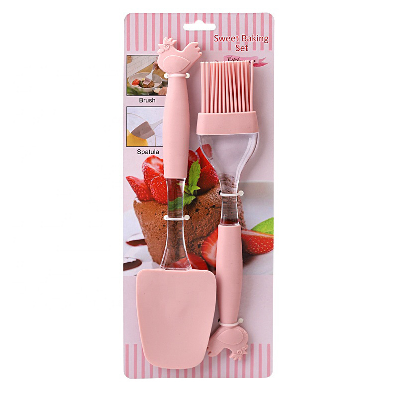 Maisto kokybės silikoninė kepimo šaukštas, 2 dalių rinkinys, atspari karščiui, PP rankena