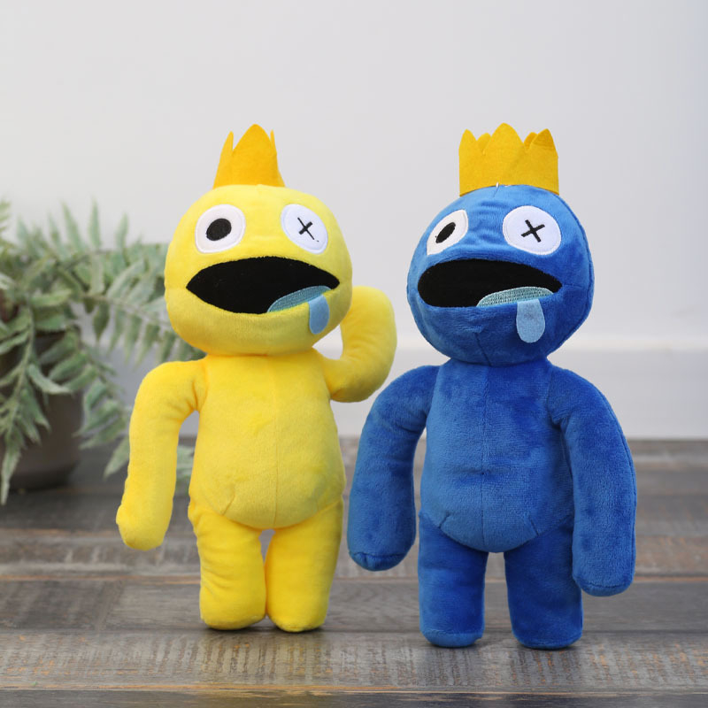 Rainbow Friends plüssjáték — aranyos szörny figura, PP Cotton töltet, hálós tasakos csomagolás, 7–14 éveseknek.