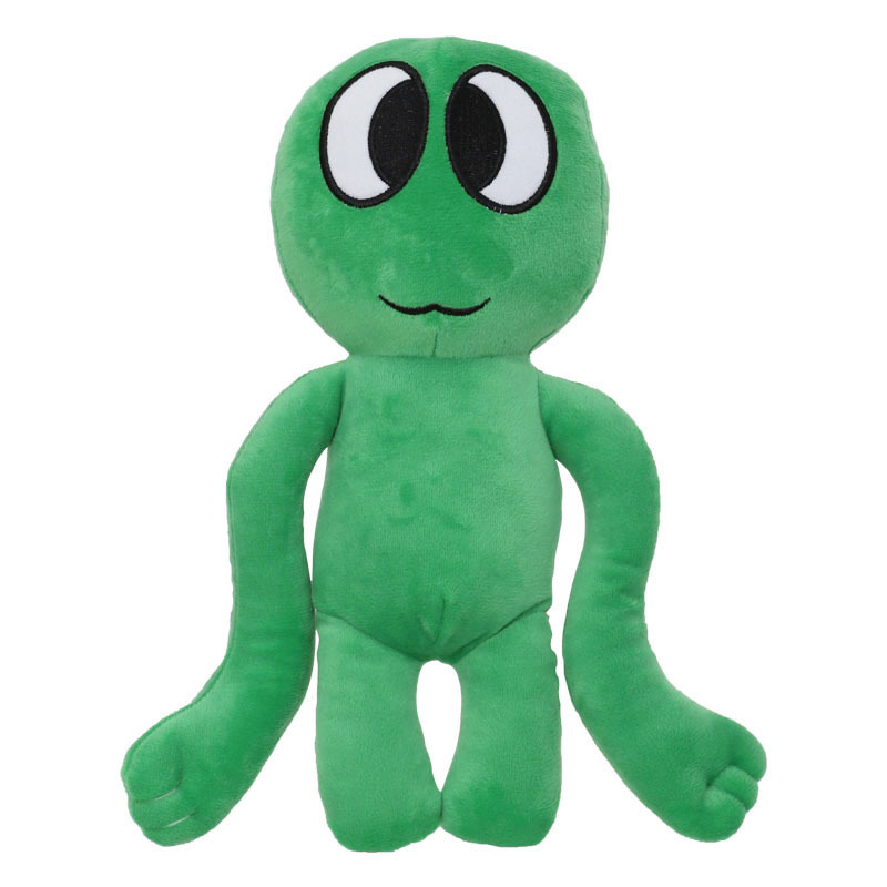 Rainbow Friends plüssjáték — aranyos szörny figura, PP Cotton töltet, hálós tasakos csomagolás, 7–14 éveseknek.