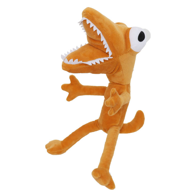 Rainbow Friends plüssjáték — aranyos szörny figura, PP Cotton töltet, hálós tasakos csomagolás, 7–14 éveseknek.