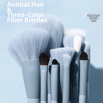 Sada štetcov na make-up Zoey/Shiyu, 13 kusov, drevená rukoväť, prenášateľná