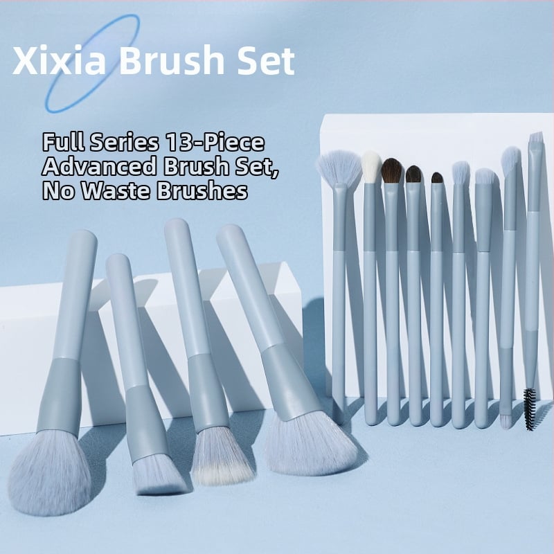 Sada štetcov na make-up Zoey/Shiyu, 13 kusov, drevená rukoväť, prenášateľná