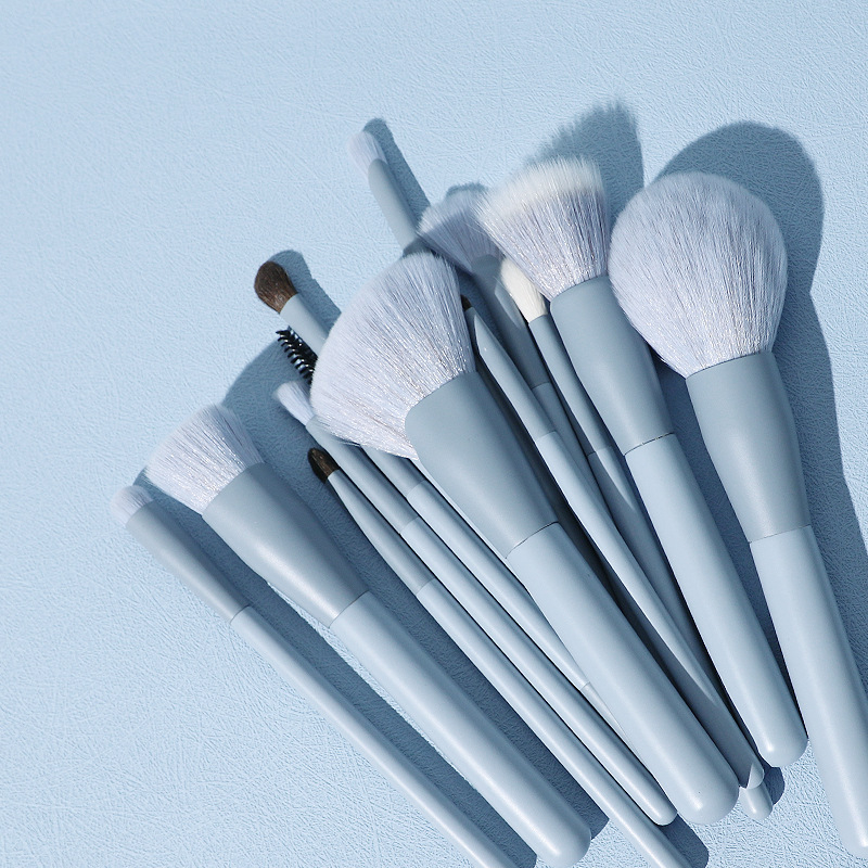 Sada štetcov na make-up Zoey/Shiyu, 13 kusov, drevená rukoväť, prenášateľná