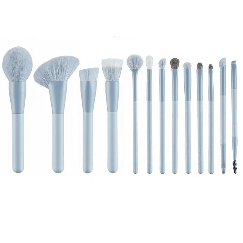 Sada štetcov na make-up Zoey/Shiyu, 13 kusov, drevená rukoväť, prenášateľná