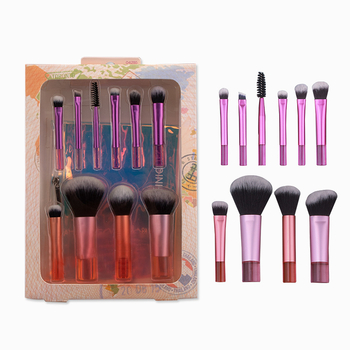 Set mini de 10 pensule de machiaj, cu peri din fibre sintetice și mânere din acrilic