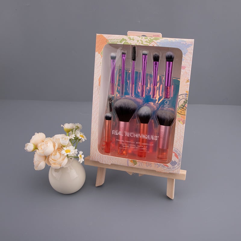 Set mini de 10 pensule de machiaj, cu peri din fibre sintetice și mânere din acrilic