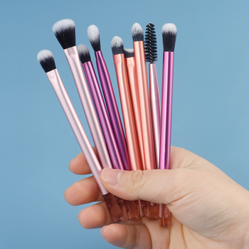 9-osaline meigikäsnede komplekt alumiiniumist vartega, sünteetilised karvad, karva pikkus 3 cm, kogupikkus 13 cm