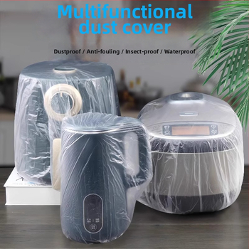 Vienkartiniai dulkių apsaugos dangteliai namų apyvokos įrangai, stora PE plėvelė, skaidri, 10 vnt., prekės kodas 4206