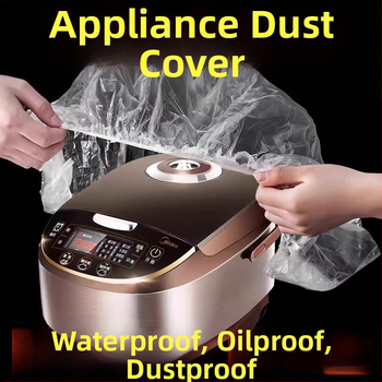 Vienkartiniai dulkių apsaugos dangteliai namų apyvokos įrangai, stora PE plėvelė, skaidri, 10 vnt., prekės kodas 4206