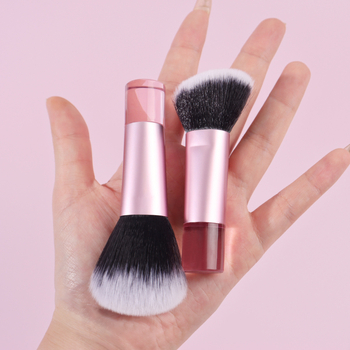 Zoelya Púdrový Štetec, Prenosný Kozmetický Nástroj, Transparentný Plastový Rukoväť, Mini Kontúrovací Štetec, Syntetické Vlákna Nylon, Dĺžka Vlasu 40 mm, Celková Dĺžka 100 mm