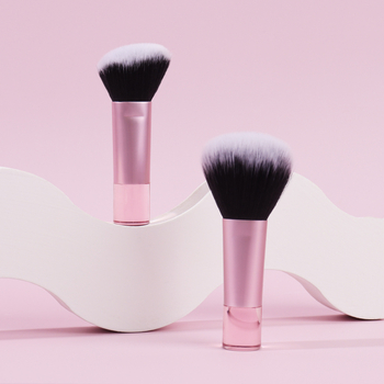 Zoelya Púdrový Štetec, Prenosný Kozmetický Nástroj, Transparentný Plastový Rukoväť, Mini Kontúrovací Štetec, Syntetické Vlákna Nylon, Dĺžka Vlasu 40 mm, Celková Dĺžka 100 mm