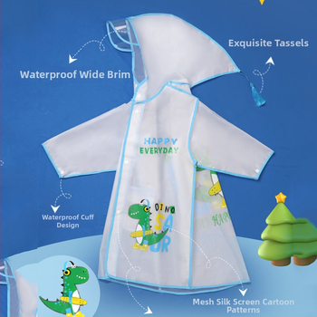 Laste poncho multikas stiiliga, EVA kangas, korduvkasutatav, mõeldud ühe lapse jaoks matkamiseks