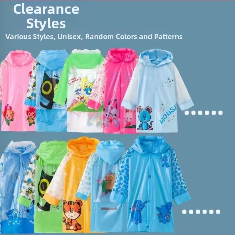 Laste poncho multikas stiiliga, EVA kangas, korduvkasutatav, mõeldud ühe lapse jaoks matkamiseks