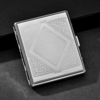 FOGSON metalna kutija za cigarete s vintage izrezbarenim dizajnom i preklopnim poklopcem, modern minimalistički stil, ispis logotipa i mogućnosti prilagodbe.