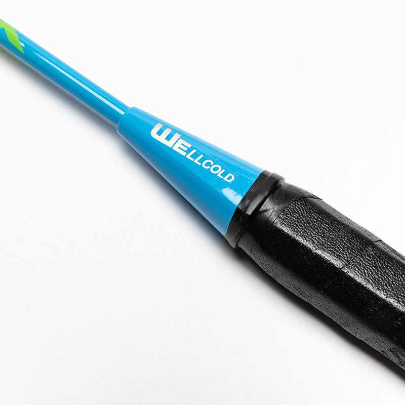 Ракета за бадминтон Welke - рамка от железен сплав, нишки от найлон, комплект 2 броя, тегло 95–100 g, дебелина на дръжката G3